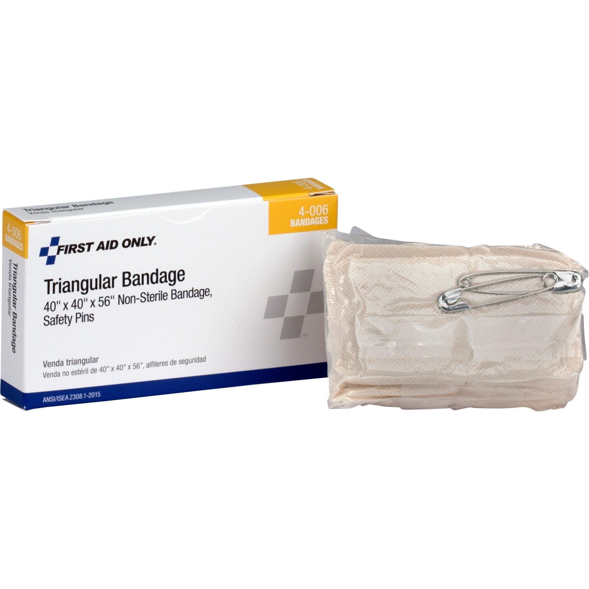 First Aid Only 40" Triangular Bandage - 4" Width x 2.25" Length - Off White - 1 Each