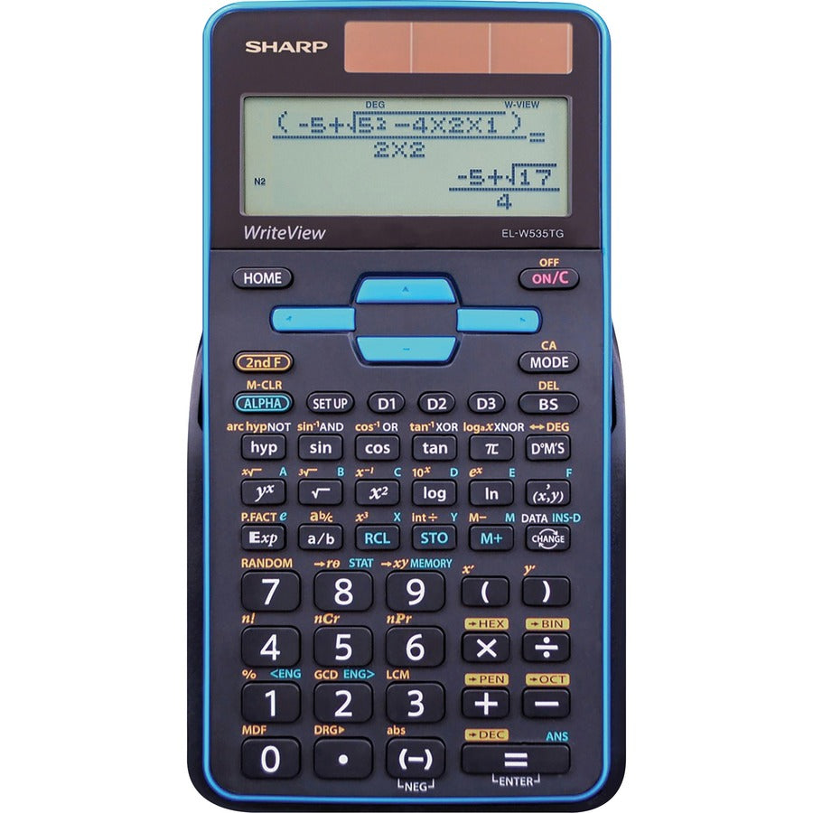 Sharp Calculators EL-W535TGBBL Scientific Calculator - 422 Functions - Single Independent Memory - 4 Line(s) - 16 Digits - LCD - Battery/Solar Powered - 6.4" Height x 3.1" Width x 0.6" Depth x 6.4" Length - Black, Blue - 1 Each