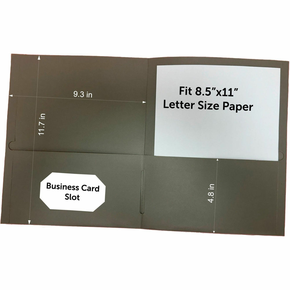 Business Source Letter Portfolio - 8 1/2" x 11" - 125 Sheets Capacity - Inside Front & Back Pocket(s) - Gray - Card Holder - 25 / Box