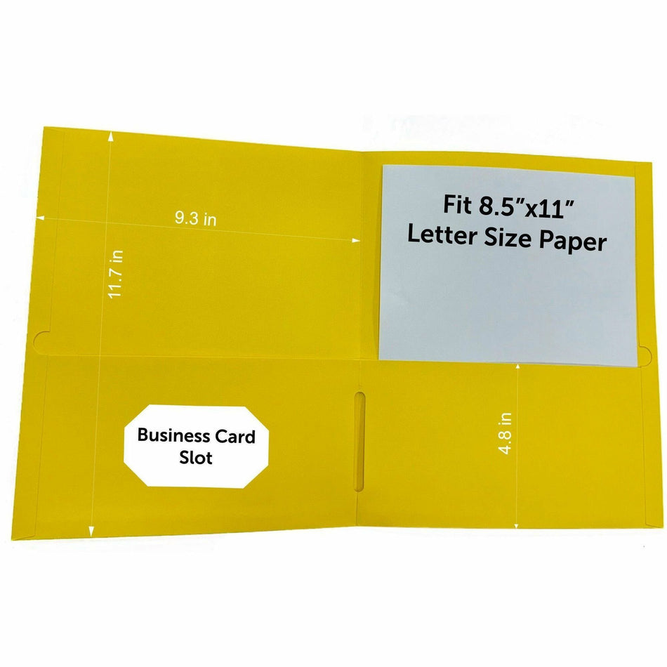 Business Source Letter Portfolio - 8 1/2" x 11" - 125 Sheets Capacity - Inside Front & Back Pocket(s) - Yellow - Card Holder - 25 / Box