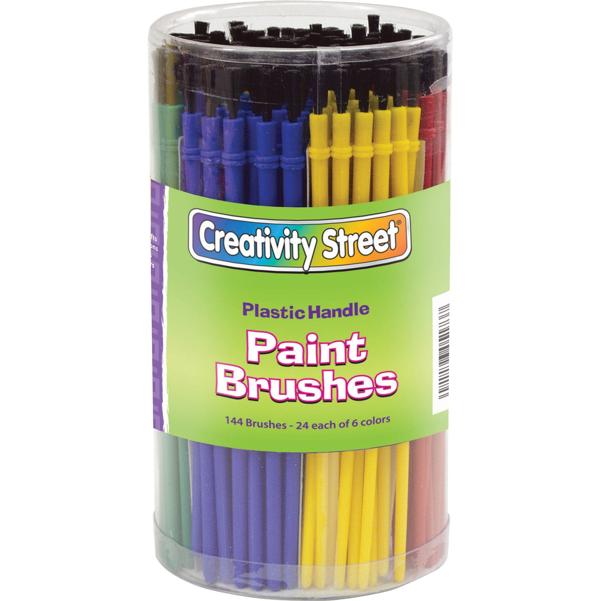 Creativity Street Canister of Paint Brushes - Plastic Handle - 144 / Set