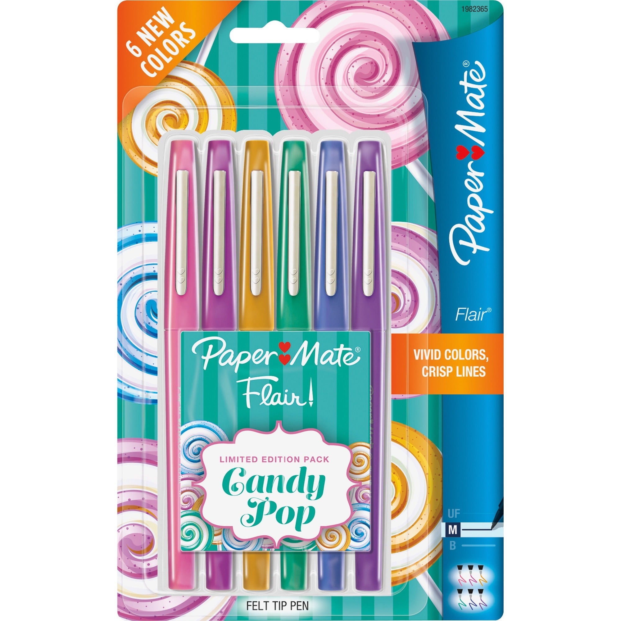 Paper Mate Flair Candy Pop Limited Edition Felt Tip Pen - Medium Pen Point - Assorted Ink - Felt Tip - 6 / Pack