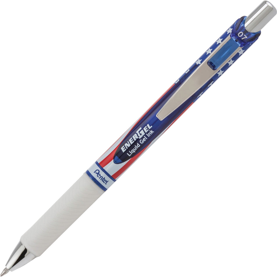 EnerGel EnerGel Stars & Stripes Liquid Gel Pens - 0.7 mm Pen Point - Retractable - Black Ink - 5 / Pack
