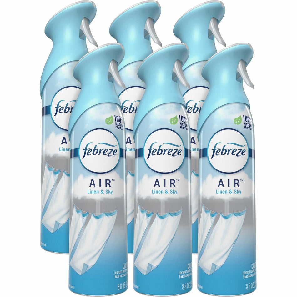 Febreze Odor-Fighting Air Freshener - Spray - 8.8 fl oz (0.3 quart) - Linen & Sky - Odor Neutralizer, VOC-free - 6 / Carton