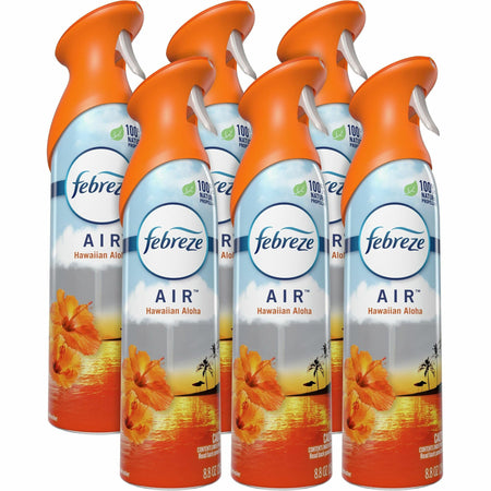 Febreze Air Freshener Spray - Spray - 8.5 fl oz (0.3 quart) - Hawaiian Aloha - Odor Neutralizer, VOC-free - 6 / Carton