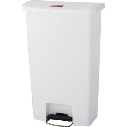 Rubbermaid Slim Jim Step-On Container - 18 gal Capacity - Durable Foot Pedal - White - Waste Containers & Lids
