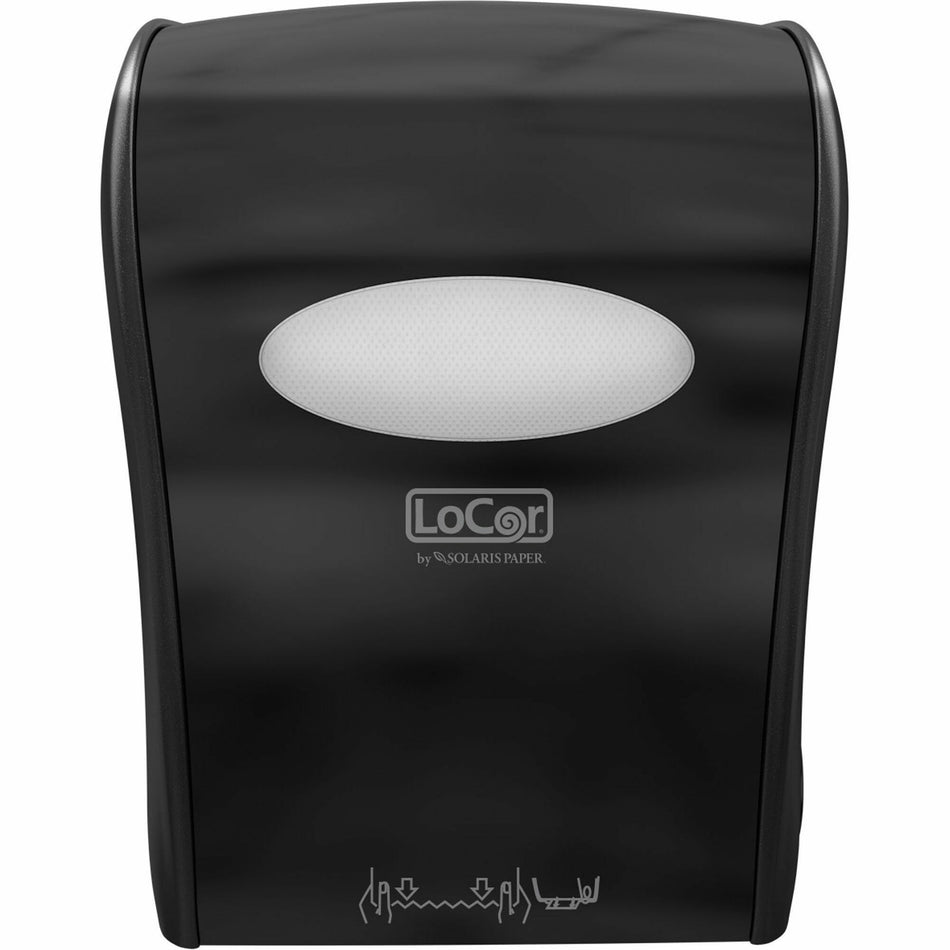 LoCor Mechanical Hands-Free Roll Dispenser - Touchless Dispenser - 10" Height x 12.4" Width x 16.8" Depth - Black - Hands-free, Key Lock - 1 Each