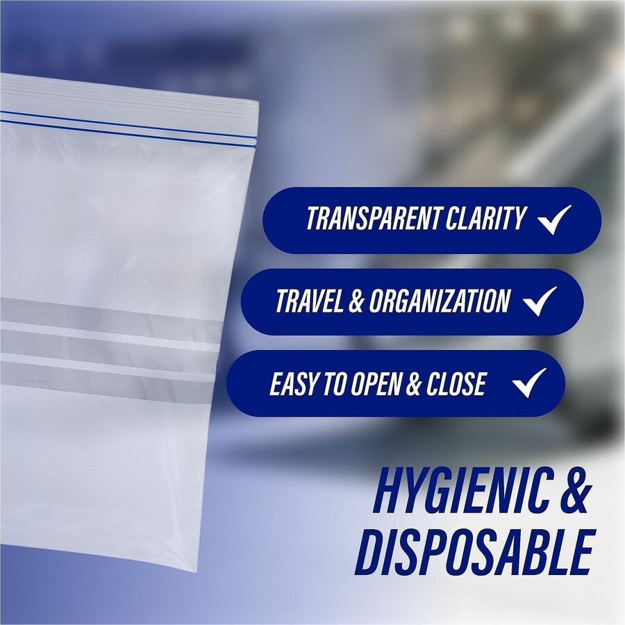 Genuine Joe Food Storage Bags: 1 gal Capacity, Zipper Closure - Clear - 40/Box