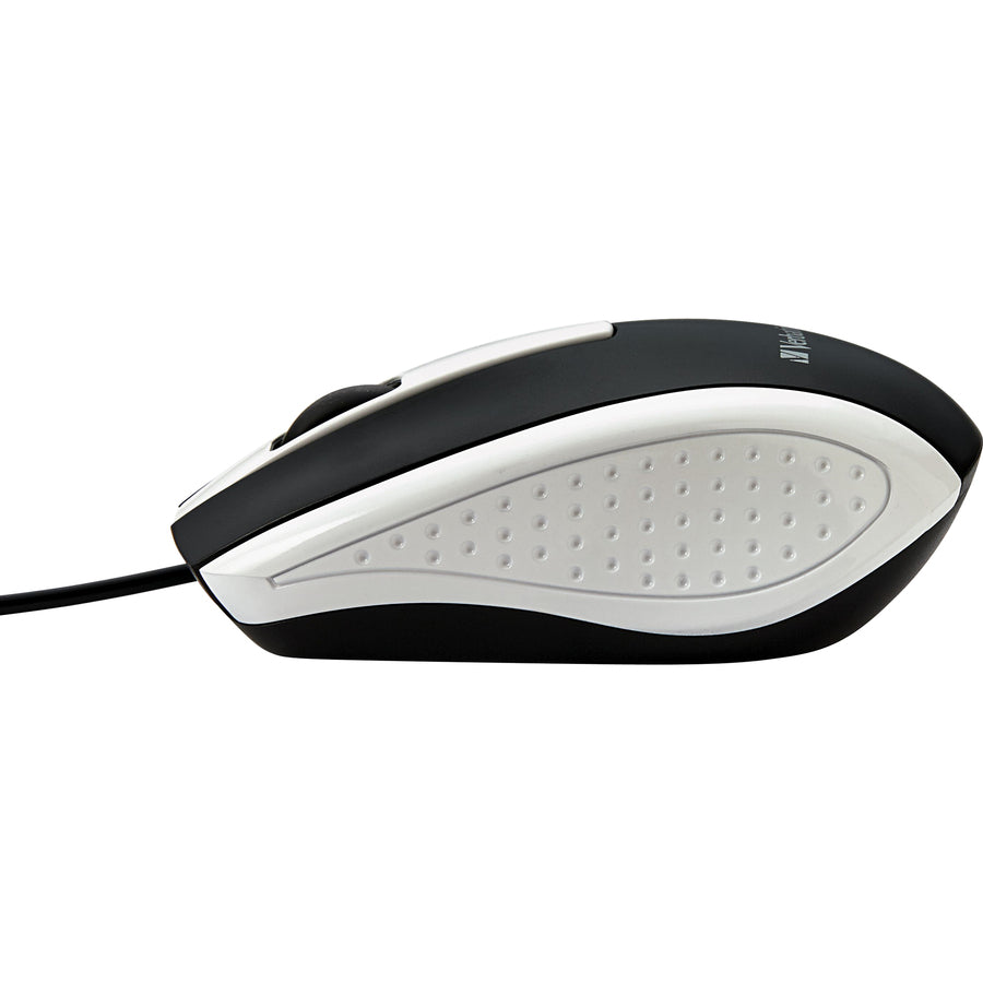 Verbatim Corded Notebook Optical Mouse - White - Optical - Cable - White - USB Type A - Scroll Wheel - 3 Button(s) - 1 Each
