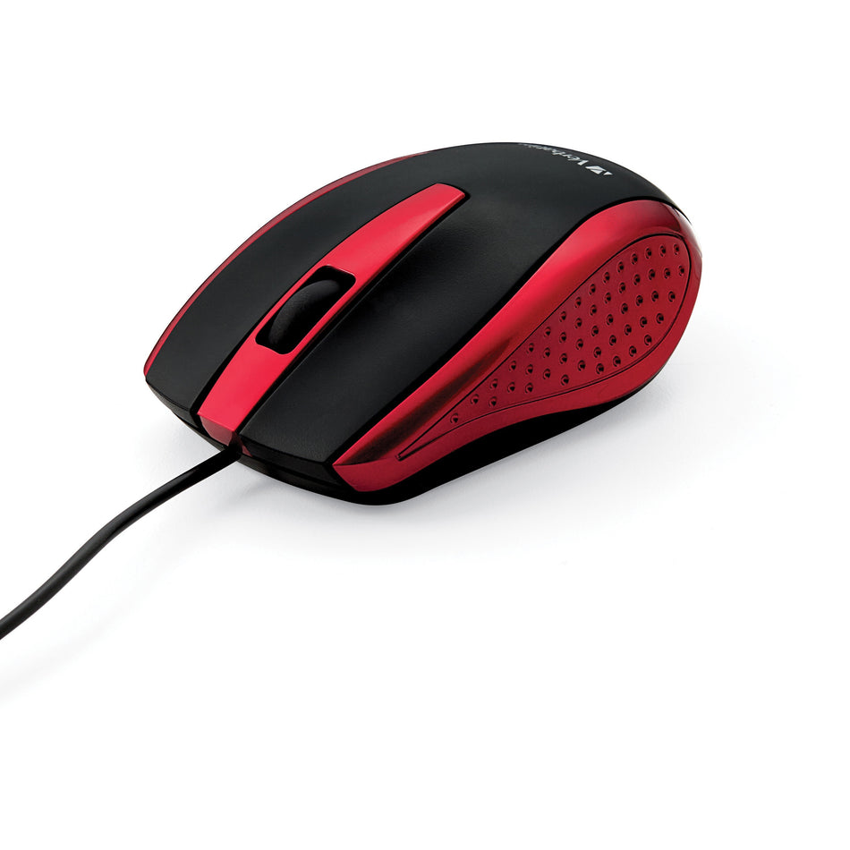 Verbatim Corded Notebook Optical Mouse - White - Optical - Cable - Red - USB Type A - Scroll Wheel - 3 Button(s) - 1 Each