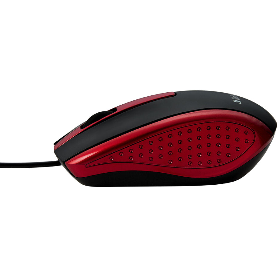 Verbatim Corded Notebook Optical Mouse - White - Optical - Cable - Red - USB Type A - Scroll Wheel - 3 Button(s) - 1 Each
