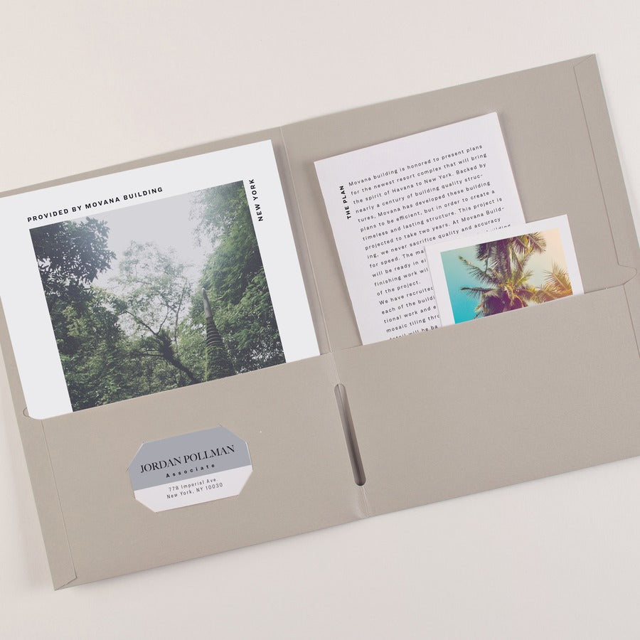 Avery®Letter Pocket Folder - 8 1/2" x 11" - 40 Sheets Capacity - 2 Internal Pocket(s) - Embossed Paper - Gray - Embossed - 25/Box - 5 / Carton