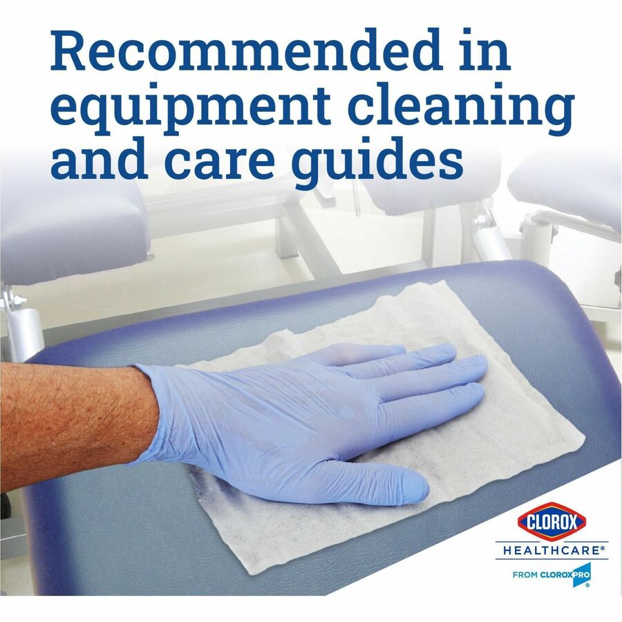Clorox Healthcare Bleach Germicidal Wipes - Ready-To-Use - 9" Length x 6.75" Width - Pre-moistened, Anti-bacterial, Disinfectant, Anti-corrosive - White - 50/Dispenser - 1 Each