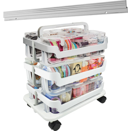 Deflecto Stackable Caddy Organizer Multi-Pack Bundle - 17.30" Height x 16" Width x 11" Depth - Floor - White - 1 Set