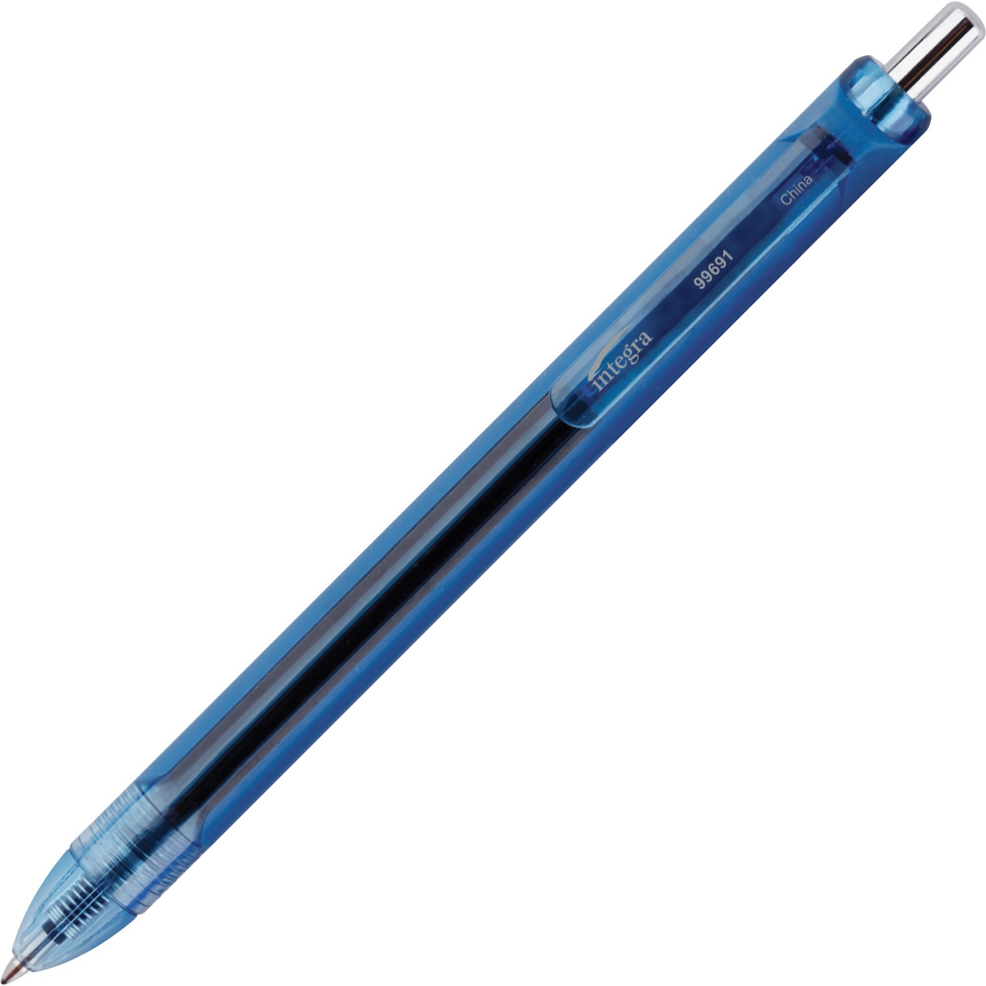 Integra Quick Dry Gel Ink Retractable Pen - 0.7 mm Pen Point - Retractable - Blue Ink - Gel-based - 1 Dozen