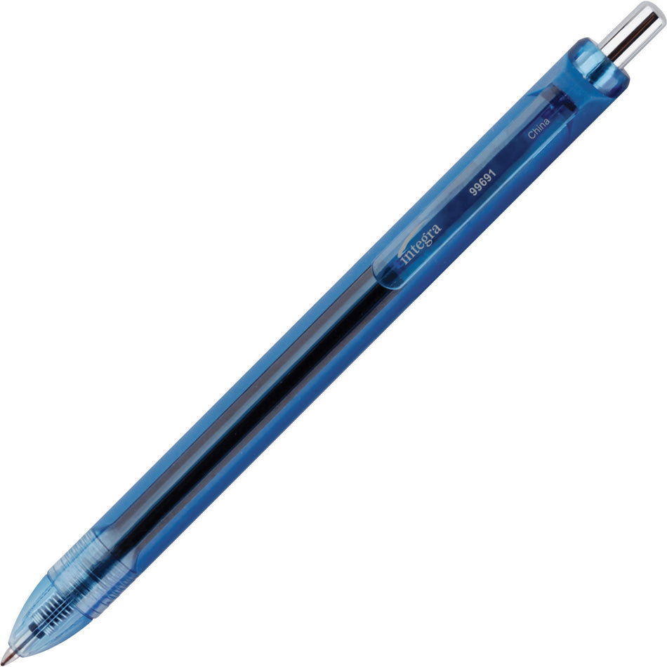 Integra Quick Dry Gel Ink Retractable Pen - 0.7 mm Pen Point - Retractable - Blue Ink - Gel-based - 1 Dozen