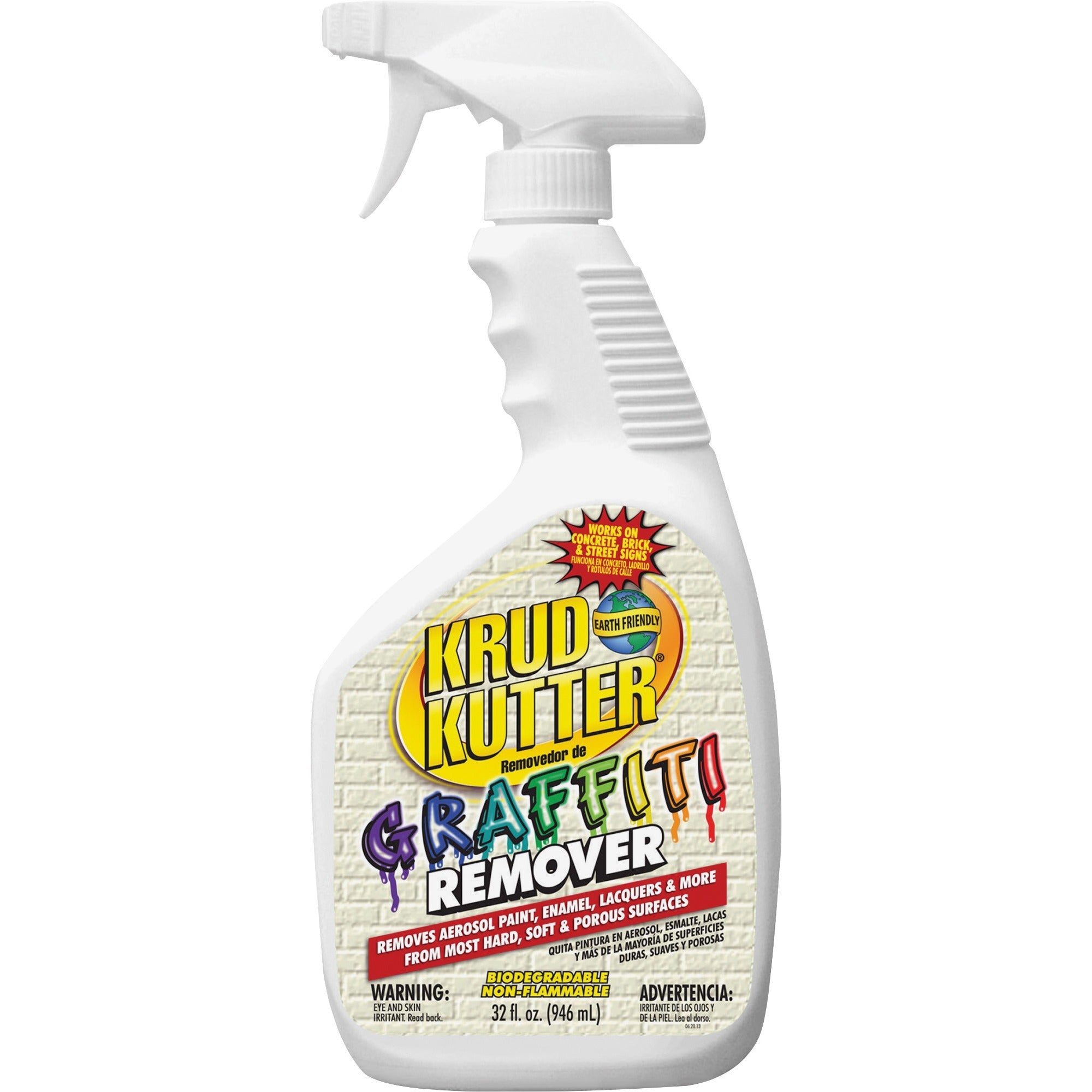 Krud Kutter Graffiti Remover - Ready-To-Use - 32 fl oz (1 quart) - Water Based, Non-flammable - Clear - 1 Each