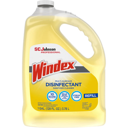 Windex® Multi-Surface Disinfectant Sanitizer Cleaner - 128 fl oz (4 quart) - Disinfectant, Residue-free, Anti-bacterial - Yellow Bottle - 1 Each