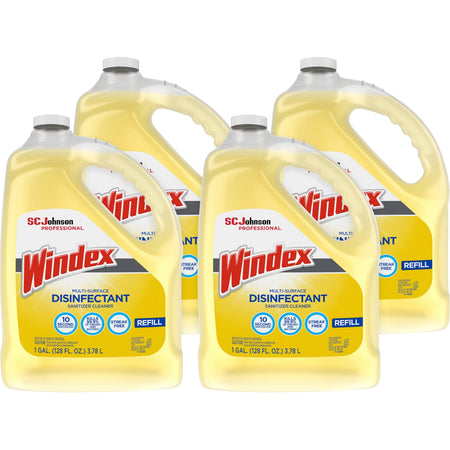 Windex® Multi-Surface Disinfectant Sanitizer Cleaner - 128 fl oz (4 quart) - Disinfectant, Residue-free, Anti-bacterial - Yellow Bottle - 4 / Carton