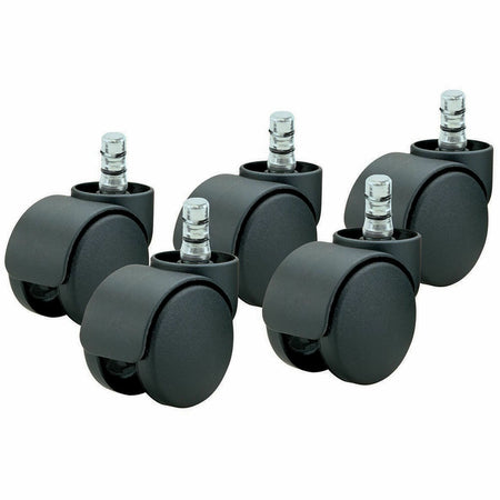Master Caster Futura Noiseless Carpet Casters - 2.19" Diameter - 120 lb Load Capacity - Nylon - Matte Black - 5 / Set