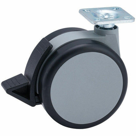 Master Caster Gemini Heavy-Duty Chair Mat Casters - 3" Diameter - 220 lb Load Capacity - Urethane - Gray, Black - 4 / Set
