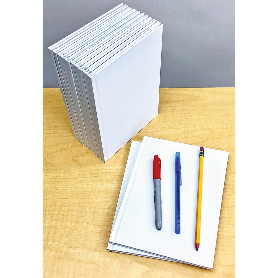 Ashley Hardcover Blank Book: 6" x 8" Plain Pages, White Paper - Durable Bundle