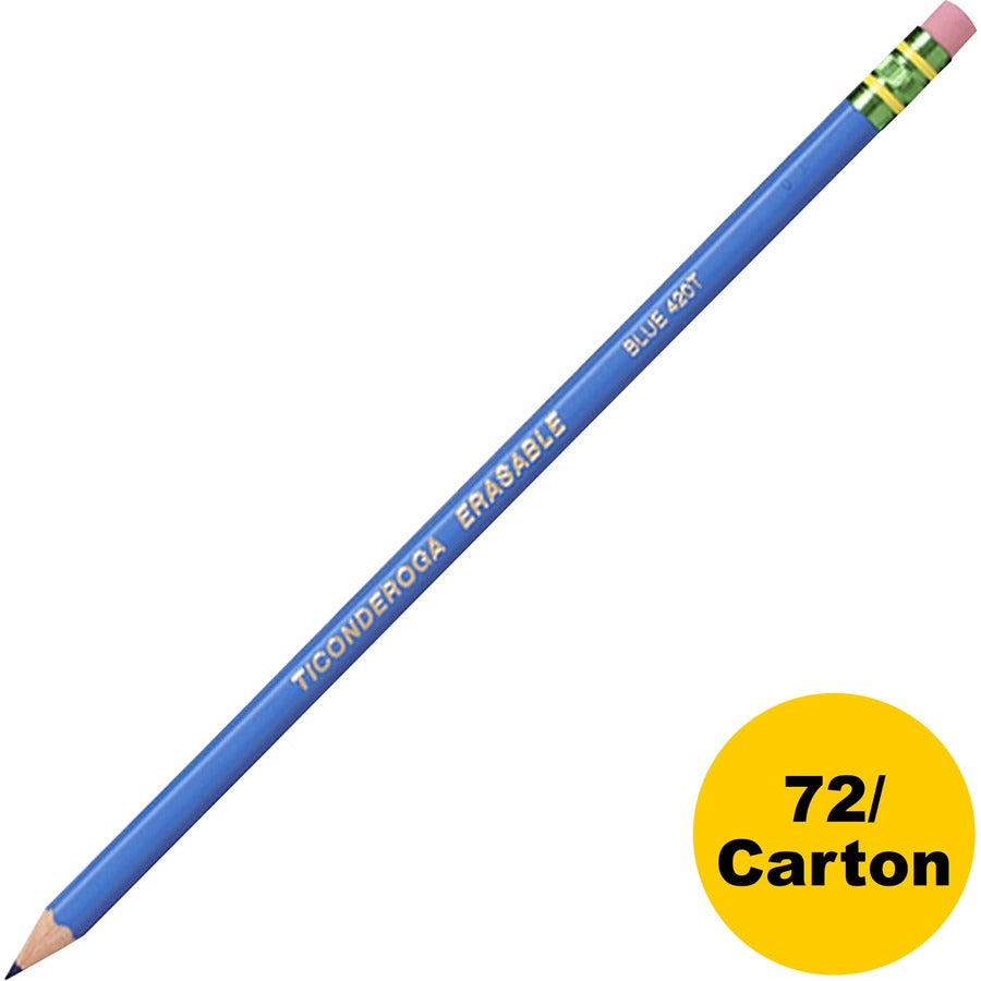 Ticonderoga Pre-Sharpened Erasable Checking Pencils - Blue Lead - HB - 1 Dozen/Box - 6 / Carton