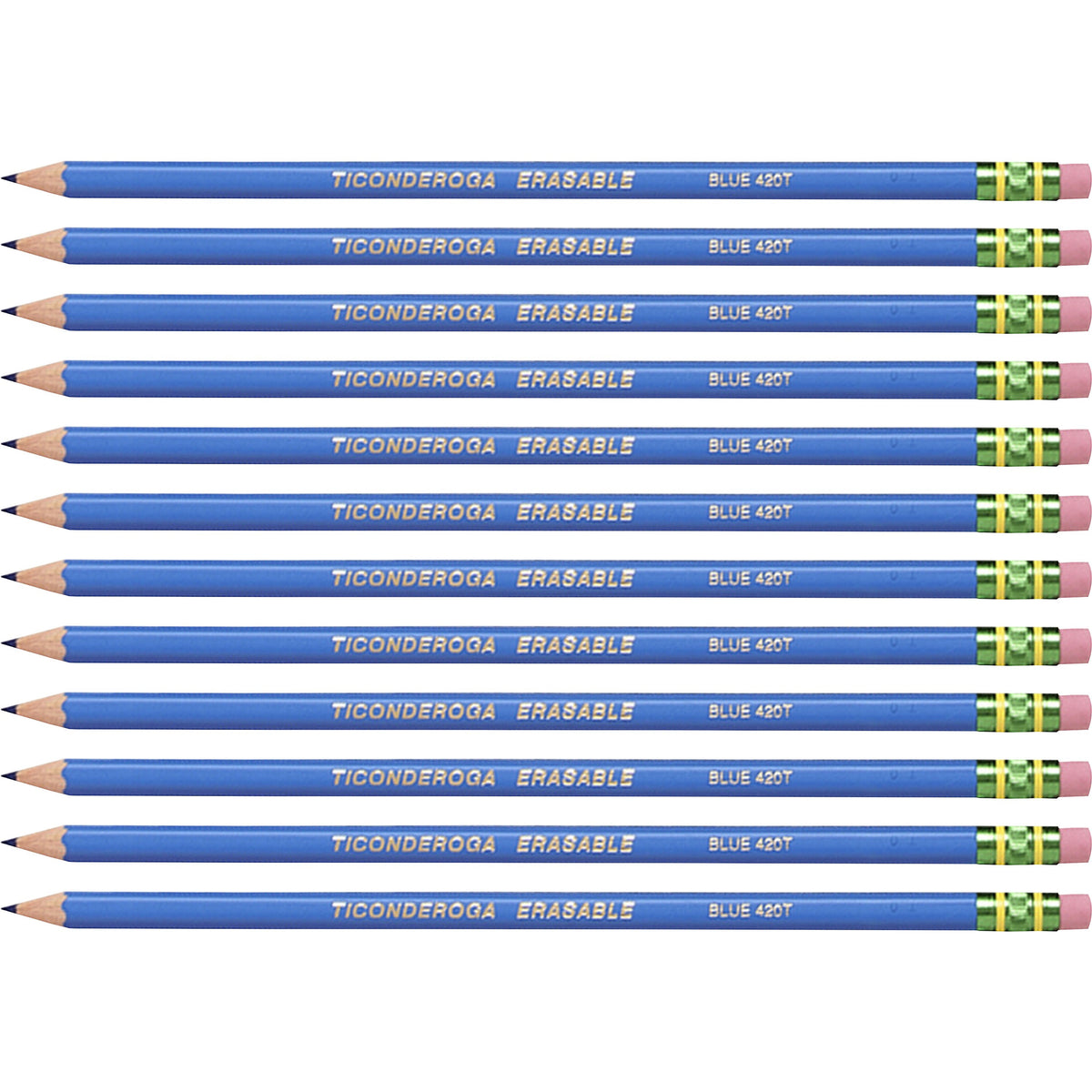 Ticonderoga Pre-Sharpened Erasable Checking Pencils - Blue Lead - HB - 1 Dozen/Box - 6 / Carton