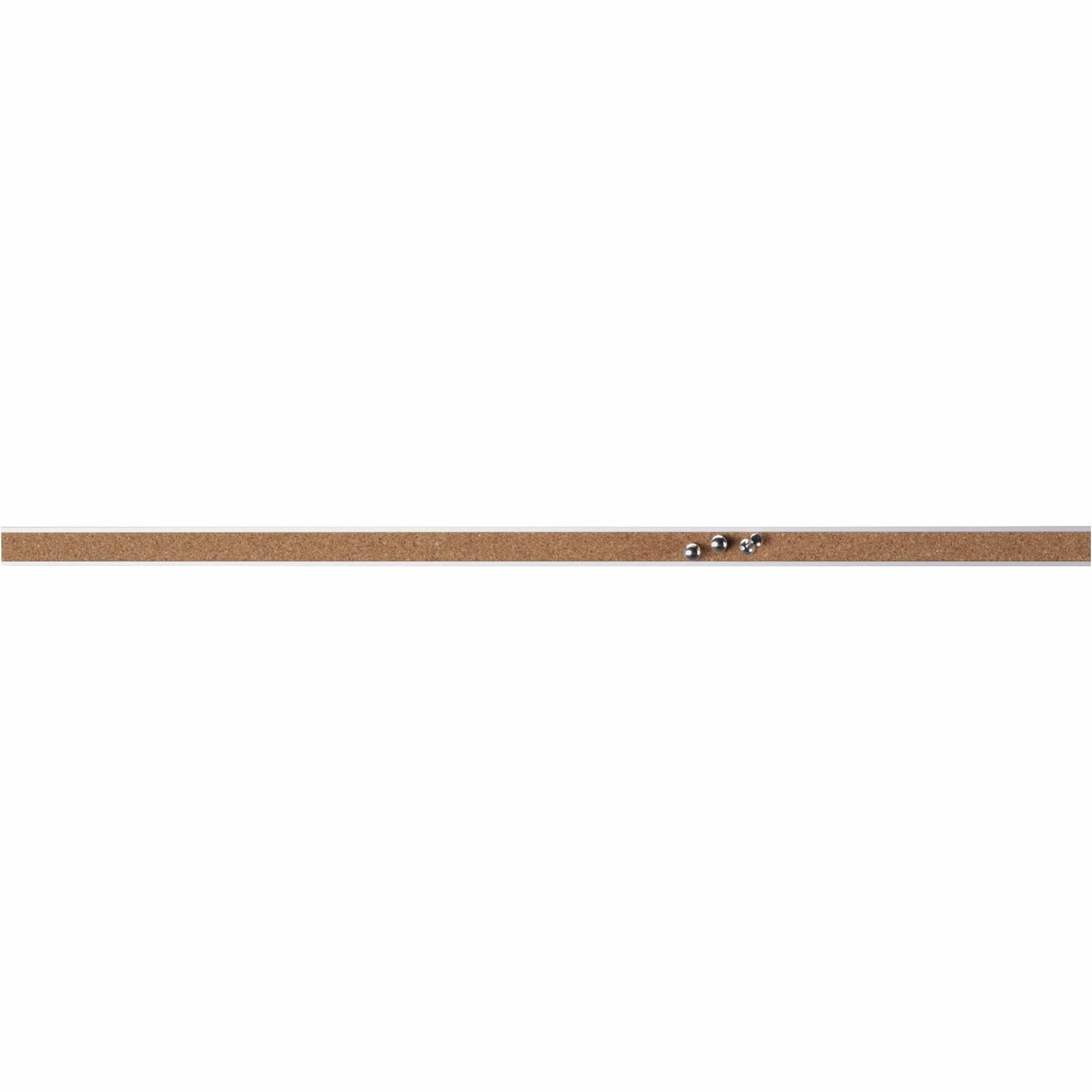 Lorell Cork Strip Bulletin Bars - 24" Board Width - Cork Surface - Self-healing, Fade Resistant, Self-sealing - Anodized Aluminum Frame - 24 / Bundle