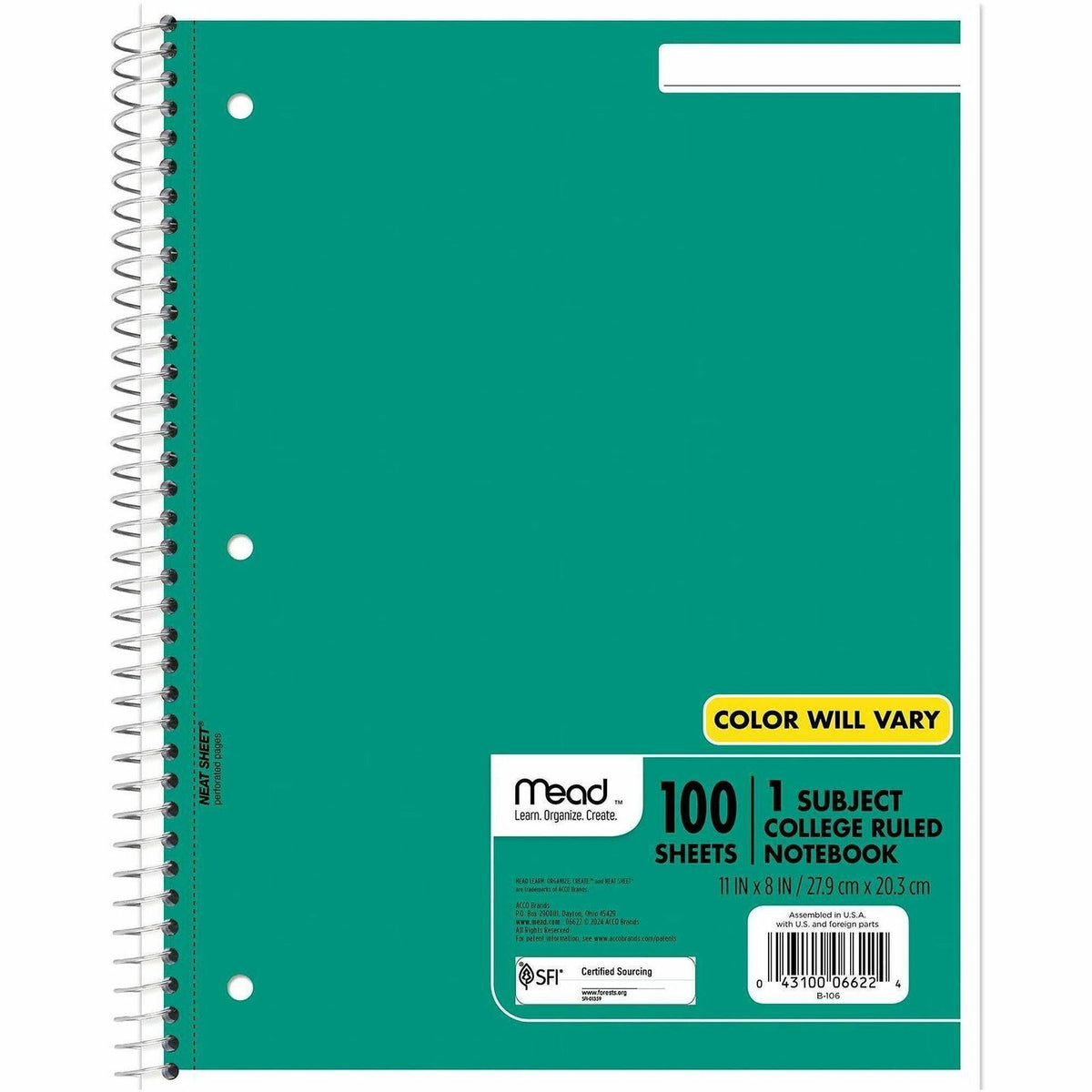 Mead One-subject Spiral Notebook - 2000