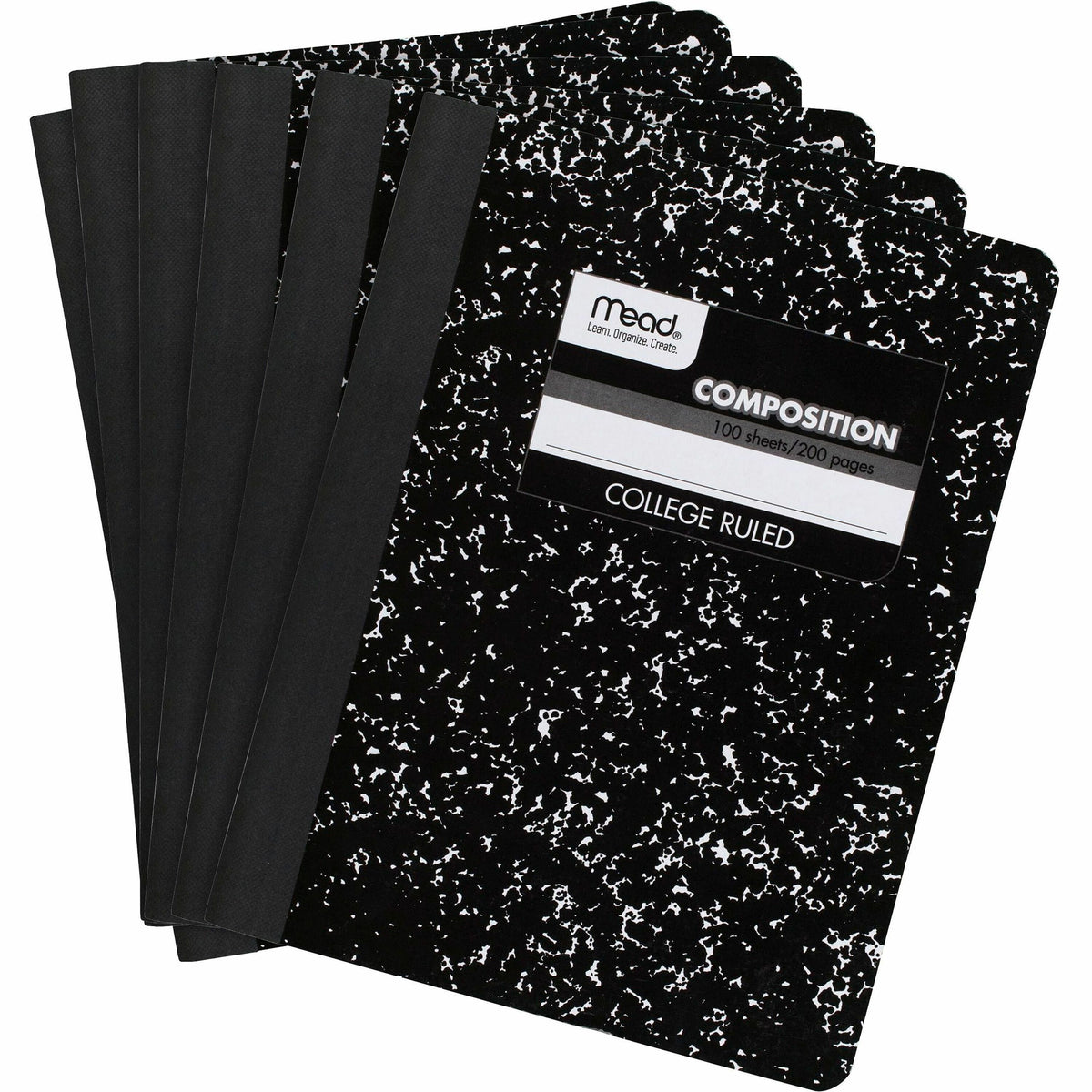 Mead Composition Book - Sewn - 7 1/2" x 9 3/4" Sheet Size - White Paper - Black Marble Cover - 12 / Carton