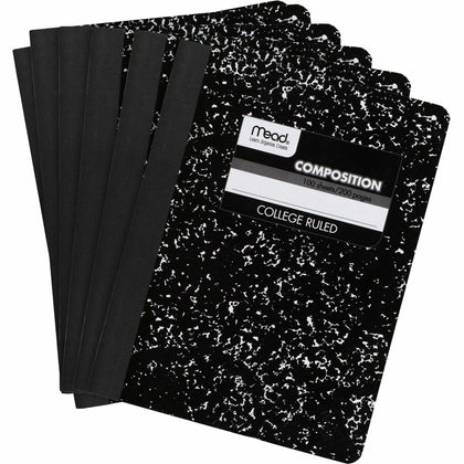 Mead Composition Book: 7 1/2’’ x 9 3/4’’ - Black Marble Cover - 12/Carton - Notebooks