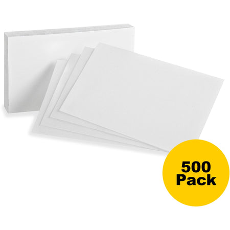 Oxford Plain Index Cards - 3" x 5" - 85 lb Basis Weight - Sustainable Forestry Initiative (SFI) - White - 100/Pack - 5 / Bundle