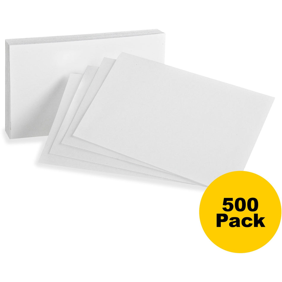 Oxford Plain Index Cards - 3" x 5" - 85 lb Basis Weight - Sustainable Forestry Initiative (SFI) - White - 100/Pack - 5 / Bundle