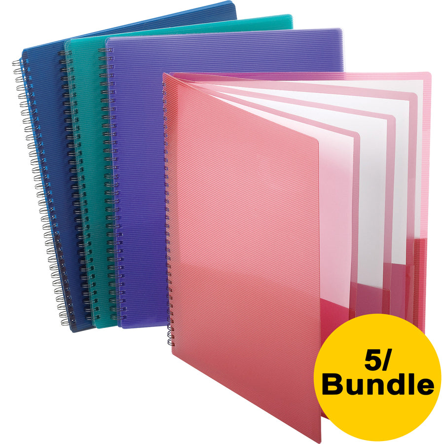 Oxford Letter Pocket Folder - 8 1/2" x 11" - 200 Sheets Capacity - 8 Pocket(s) - Poly - Assorted - 5 / Bundle