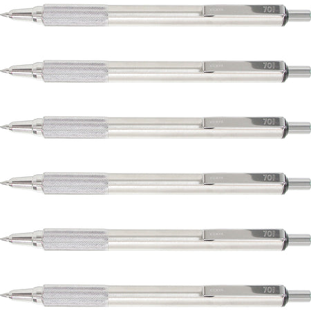 Zebra Pen STEEL 7 Series F-701 Retractable Ballpoint Pen - 0.7 mm Pen Point - Refillable - Retractable - Black Ink - Stainless Steel Barrel - 6 / Box