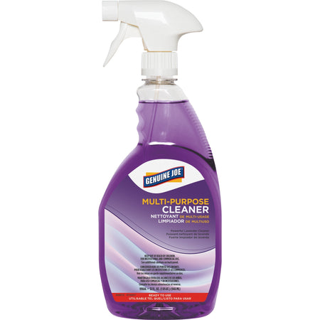 Genuine Joe Multi-purpose Cleaner - For Kitchen - Ready-To-Use - 32 fl oz (1 quart) - Lavender Scent - Recommended For: Soil Remover - Deodorize, Long Lasting, Butyl-free, Phosphate-free - Purple - 1 Each