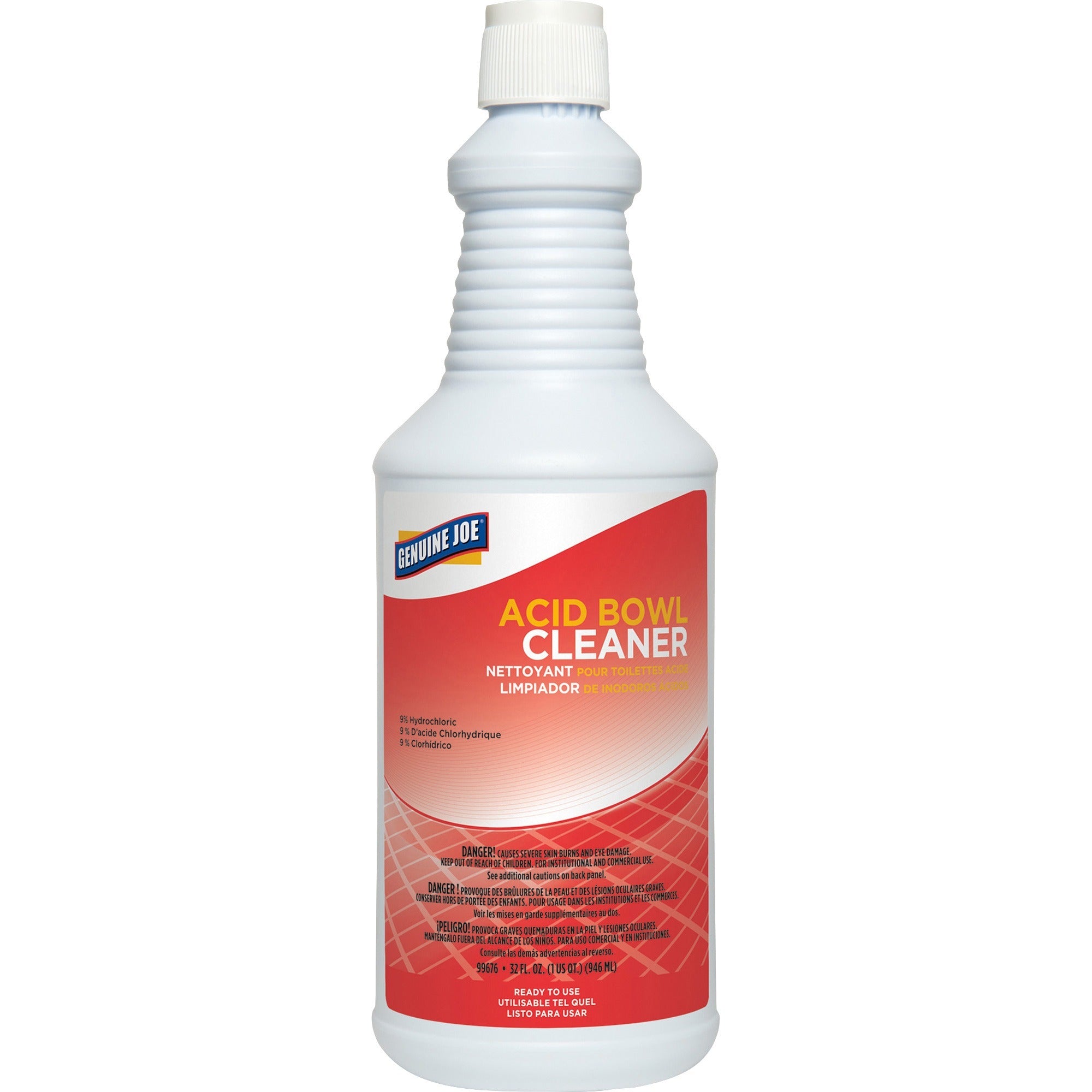 Genuine Joe Acid Bowl Cleaner - For Toilet Bowl - Ready-To-Use - 32 fl oz (1 quart) - Recommended For: Stain Remover - Pleasant Scent - Aqua Marine - 1 Each
