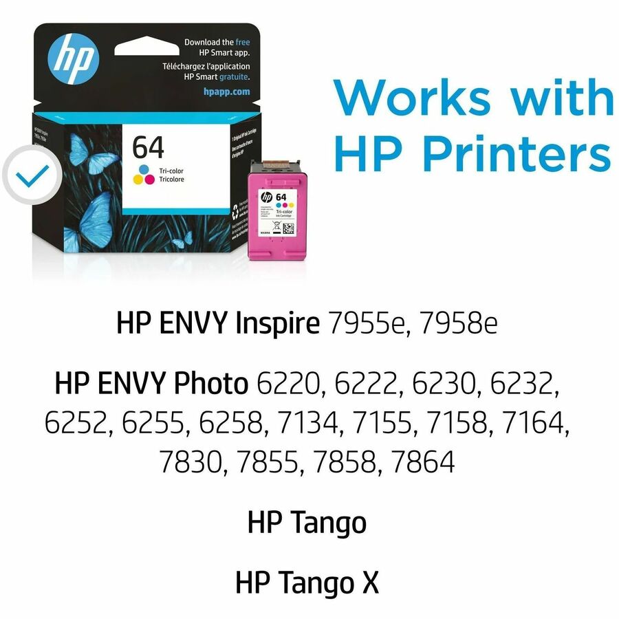 HP 64 (N9J89AN) Original Inkjet Ink Cartridge - Tri-color - 1 Each - Alternate-Image1