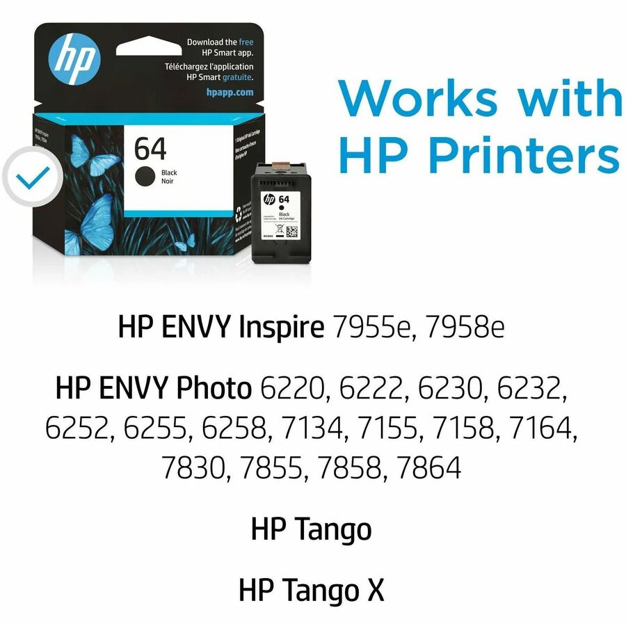 HP 64 (N9J90AN) Original Inkjet Ink Cartridge - Black - 1 Each - Alternate-Image1