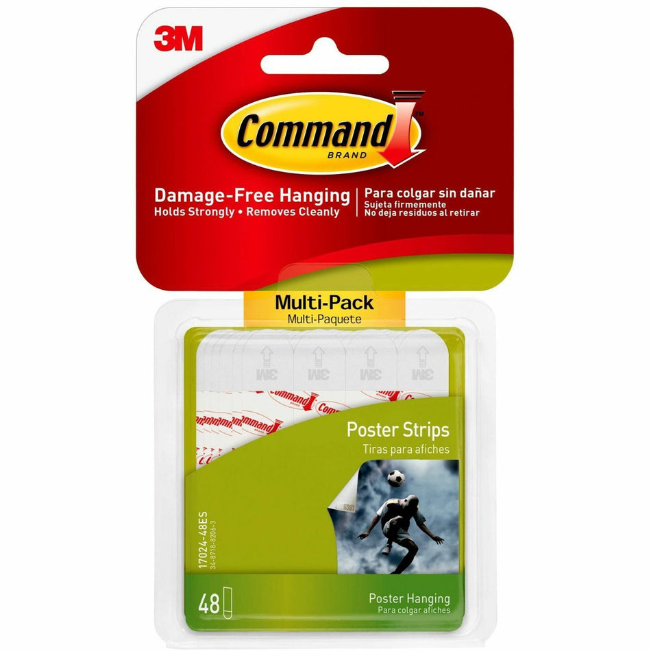 Command Poster Strips - Multi-Pack - 2.75" Length x 0.75" Width - White - 48 / Pack