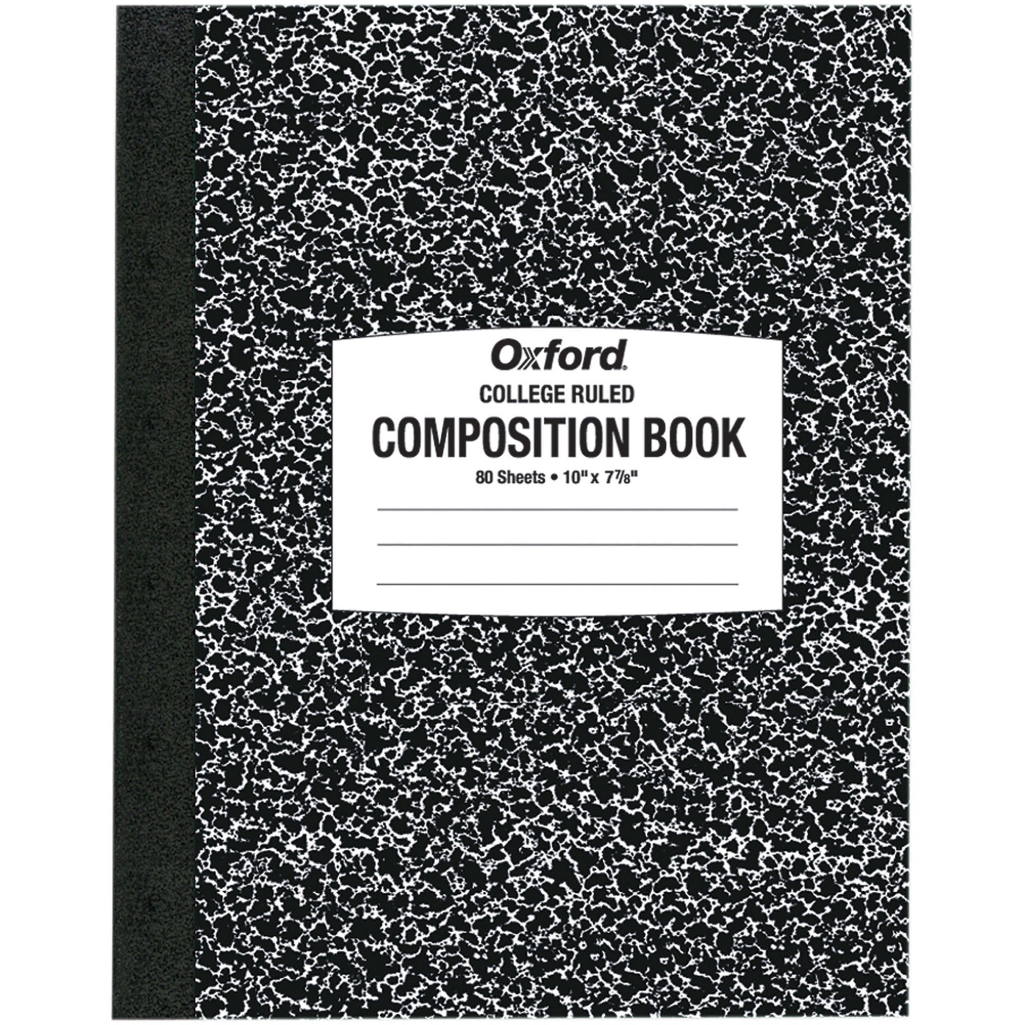 Oxford Tops College-ruled Composition Notebook - 80 Sheets - Stitched - 7 7/8" x 10" Sheet Size - White Paper - Black Marble Cover - 1 Each