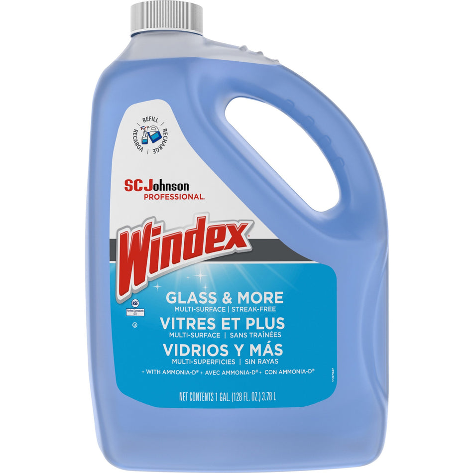 Windex® Glass Cleaner with Ammonia-D - 128 fl oz (4 quart) - Non-streaking, Phosphate-free - Blue - 1 Each
