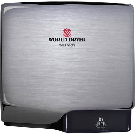 World Dryer SLIMdri Hand Dryer: Fast Drying in Metallic Silver Stainless Steel - Dryers