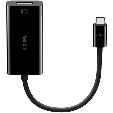 Belkin USB-C to HDMI Adapter (For Business / Bag & Label) - 1 x USB Type C Male - 1 x HDMI HDMI 2.0 Female - 4096 x 2160 Supported - Black - 1 Each