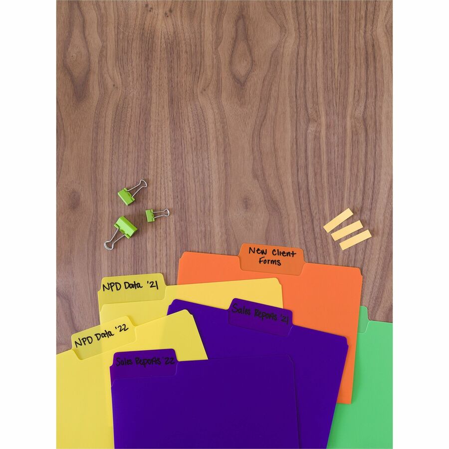 Smead SuperTab 1/3 Tab Cut Letter Top Tab File Folder - 8 1/2" x 11" - Top Tab Location - Assorted Tab Position - Yellow, Orange, Blue, Pink, Purple, Green - Water Proof - 18 / Pack