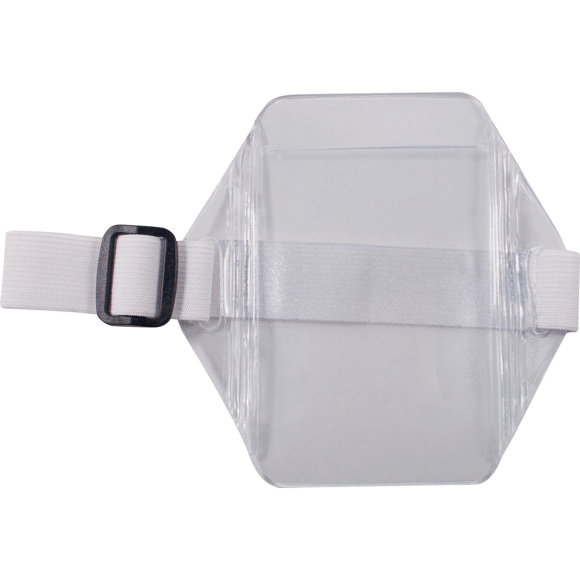 Advantus Arm Badge Holder - Support 2.50" x 3.50" Media - Vertical - Vinyl, Elastic - White, Clear - Heavy Duty - 12 / Box