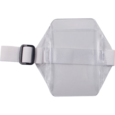 Advantus Arm Badge Holder - Support 2.50" x 3.50" Media - Vertical - Vinyl, Elastic - White, Clear - Heavy Duty - 12 / Box
