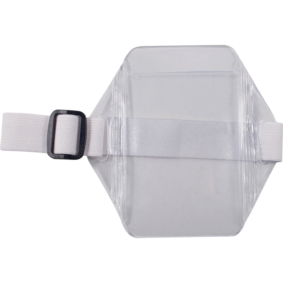 Advantus Arm Badge Holder - Support 2.50" x 3.50" Media - Vertical - Vinyl, Elastic - White, Clear - Heavy Duty - 12 / Box