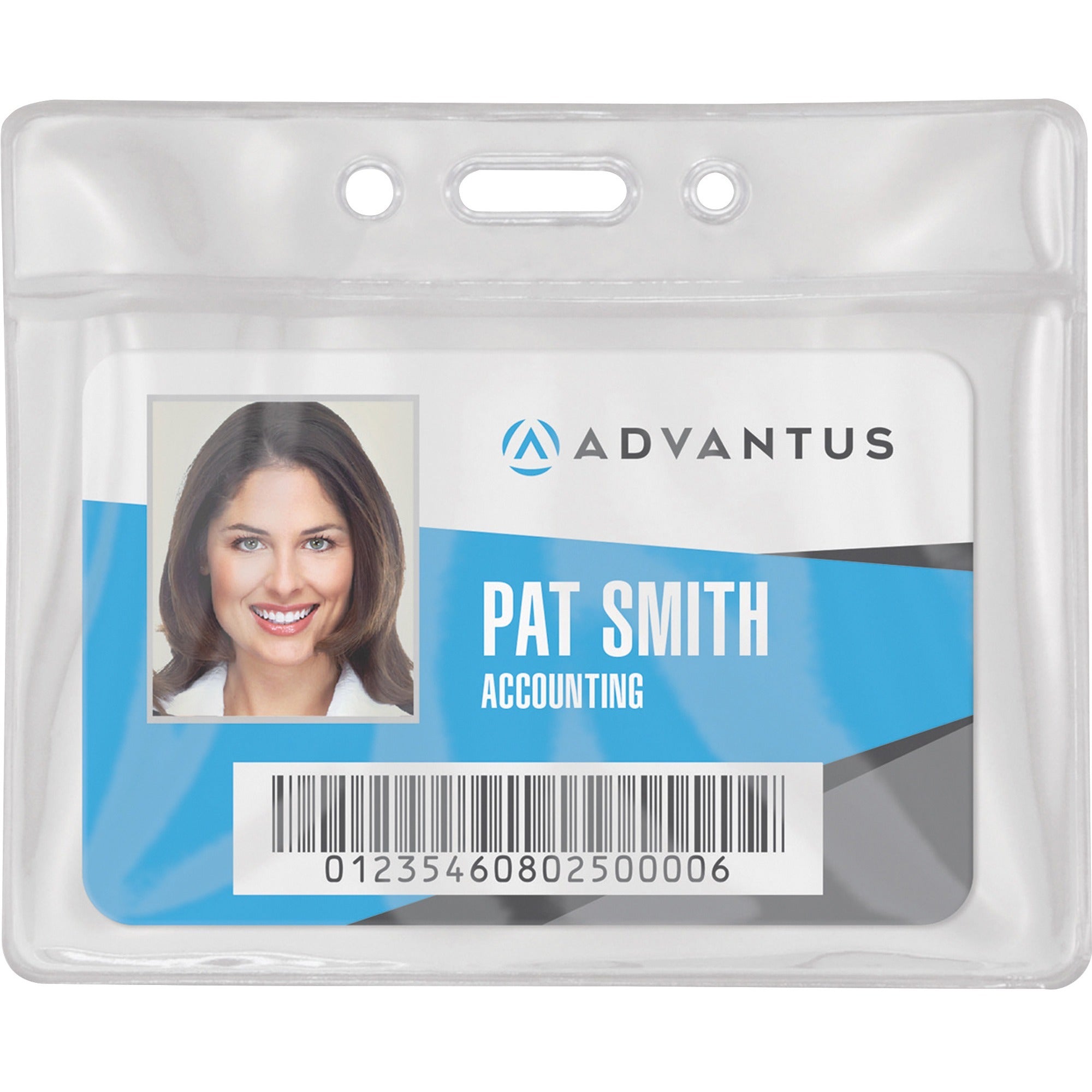 Advantus Vinyl ID Badge Holders - Support 3.50" x 2.50" Media - Horizontal - Vinyl - Clear - Durable - 50 / Pack